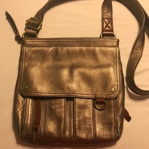 Fossil bronze leather crossbody bag